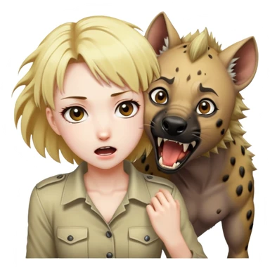 Hyena killing blonde hair anime girl sticker