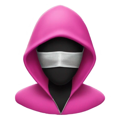 Pink hooded man with a black mesh mask that has an outline of a diamond in the colour white  sticker