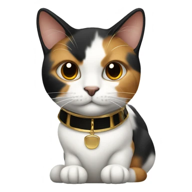 Calico cat with gold and black collar  sticker