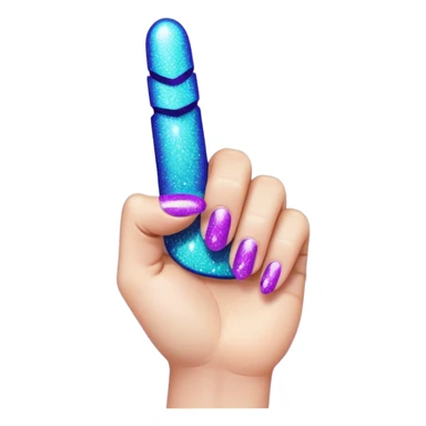 Glitter Roxo e Ciano Dedo apontando pro lado sticker