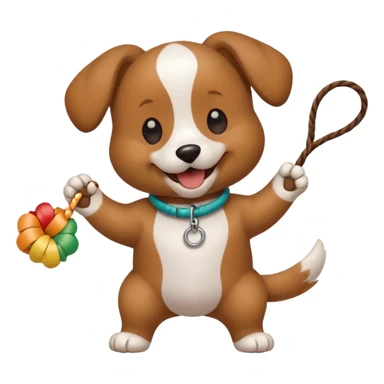 dog playing with a string toy sticker
