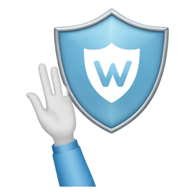 a hand waving, holding a VPN shield sticker