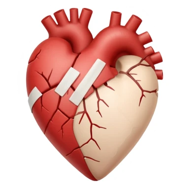 A cracked heart with a tiny bandage sticker