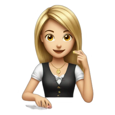 Girl playing Blackjack sticker