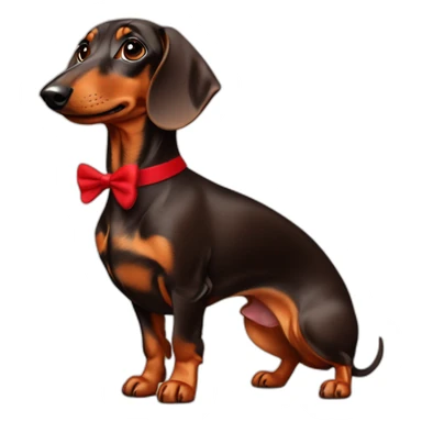 Lady brown Dachshund whith red dress sticker