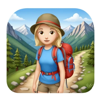 girl back packing mountains background  sticker
