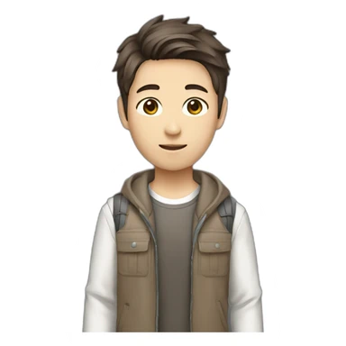 Young korean male brown hair techware outfit sticker