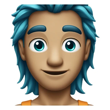 A tanned guy with long dark blue hair and turquoise eyes sticker