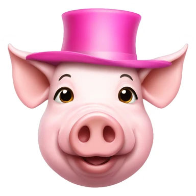 Pig with a top pink hat sticker