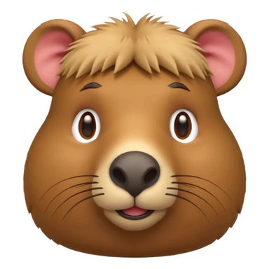 3D emoji of a capybara, rounded and playful, Apple emoji style sticker