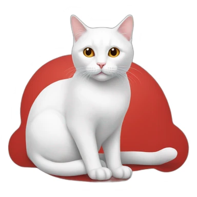 white cat sit on red cat sticker