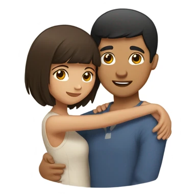 Couple hugging, Latino man with short black hair hugging Filipino girl with short light brown hair and bangs sticker