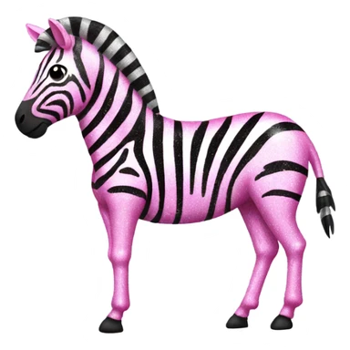 Pink full-body zebra with glitter sticker