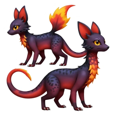 Dark magma-gradients-colored Salandit-Umbreon-Genet-Noivern-Noibat-Serval-Hybrid (Full body) sticker