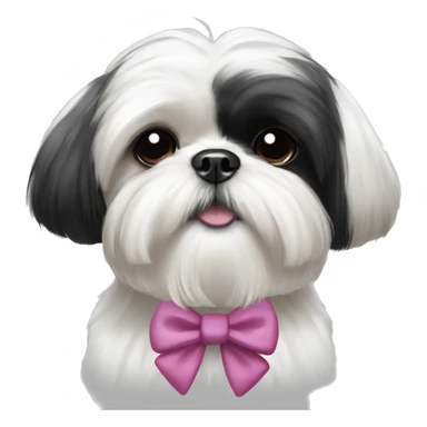 Black and white Shih Tzu with a topknot and bow sticker