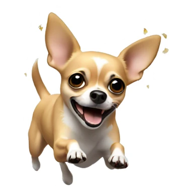 A chihuahua jumping and exploding into confetti sticker