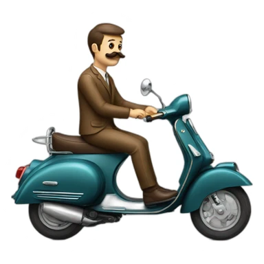 Moustache man on a Vespa sticker