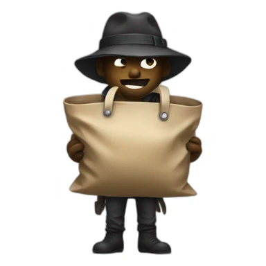 A bandit who has a bag of money in his hand sticker