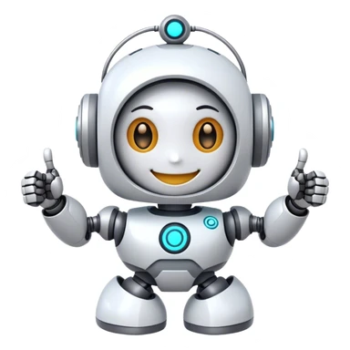 cute girly robot with a big smile, portal design , giving a big thumbs-up sticker
