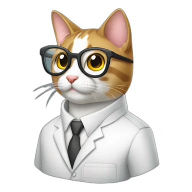 Gato con bata de laboratorio y lentes  sticker