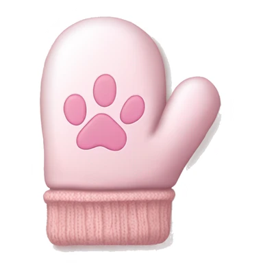pale pink mittens with paw print and pale pink bow sticker