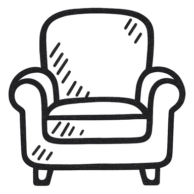 brown armchair in hand-drawn doodle style sticker