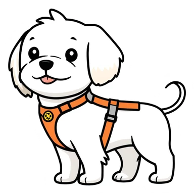 White Maltese dog guiding a blind person guide harness, guide dogs for the blind  sticker