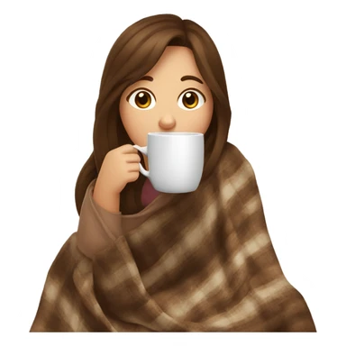 Brown hair Girl drinking coffee, with a cozy blanket sticker