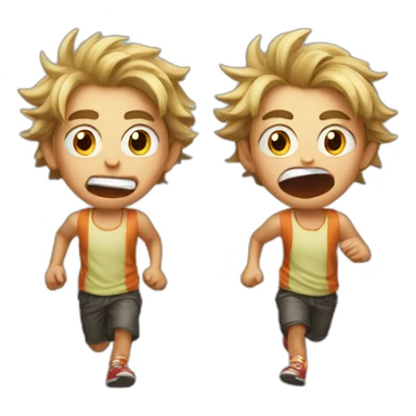 Stupid mad boy with his tongue out and he is running sticker