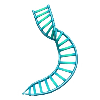 A single helical ribbon representing mRNA, twisting smoothly like a corkscrew or spiral staircase but with only one ribbon; no ladder rungs, no paired bases, no second strand.  Focus on one continuous strand only.” sticker