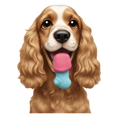 Cocker spaniel with a sock in her mouth sticker