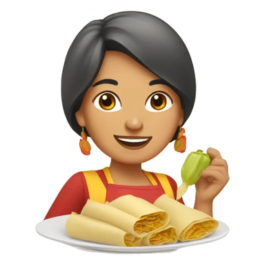 Mexican woman cooking tamales sticker