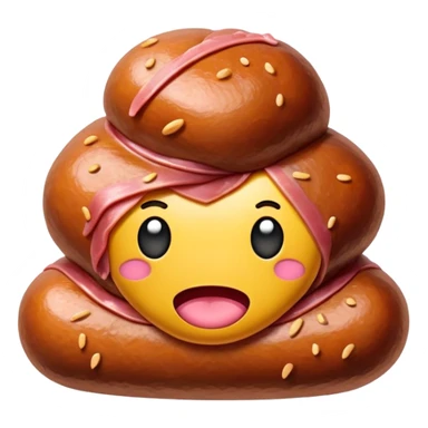 kawaii poop EMOJI made of SPAM MEAT sticker