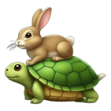 Bunny riding a turtle sticker