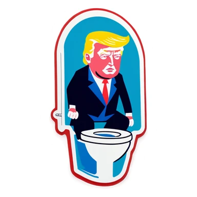 Musk on toilet and trump at urinal sticker