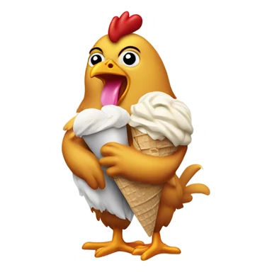 Chicken eating ice cream sticker