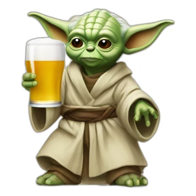 Yoda buvant une bière sticker
