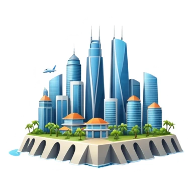 advanced modern island with skyscrapers and abvanced infrastucture sticker