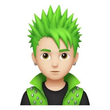 Boy with Neon Spiky Hair – green spikes sticker
