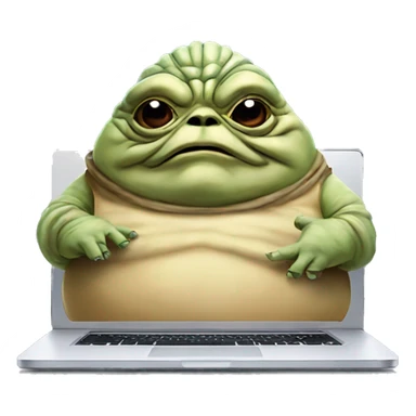 Jabba the Hutt from Star Wars with a laptop sticker