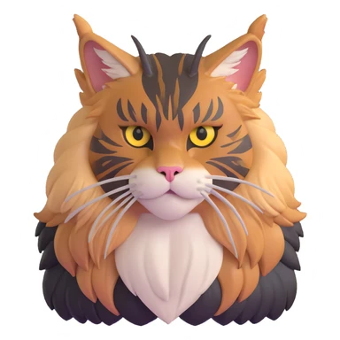adorable yet majestic maine coon cat with fierce eyes and fluffy mane sticker