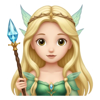 long haired fairy with normal sized eyes and a wand sticker