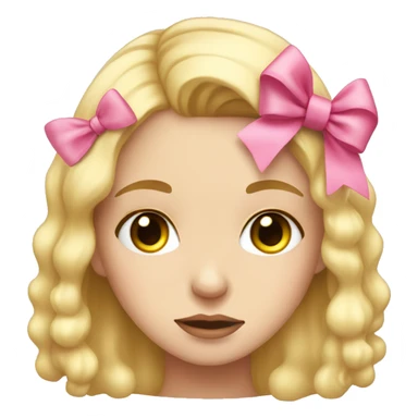 tearful blonde girl with pretty lashes and a pink bow on her head sticker