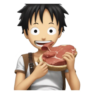 Luffy eating meat sticker