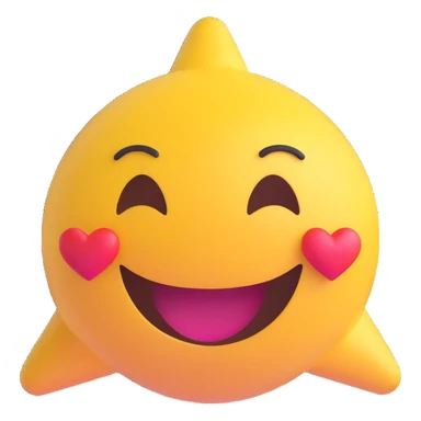 3D smiley emoji, round shape, in love: heart stars, smiling face, no body sticker
