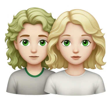 A girl with pale skin ,green eyes and wavy hair and a boy with pale skin,brown eyes and blonde hair sticker