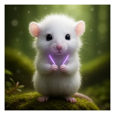 Change the image dimensions to a perfect square while keeping the original rat, its pose, and the hyper-realistic, soft, glowing art style intact. Do not crop important details. Maintain the original artistic quality and lighting effects. sticker