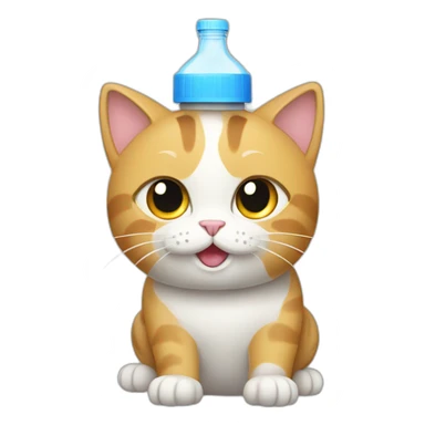 cat with bottle of water sticker