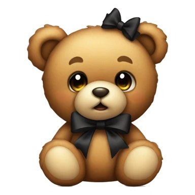 Cute teddy bear with black bow sticker