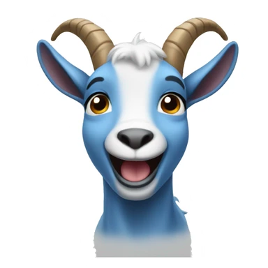 Blue goat whole body pretty smiling excited  sticker